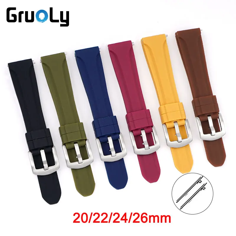 Silikonowy pasek do zegarka 20mm 22mm 24mm 26mm uniwersalny pasek na rękę dla Huawei 1 GT2 Smart Watch bransoletka Galaxy Watch 3 Band