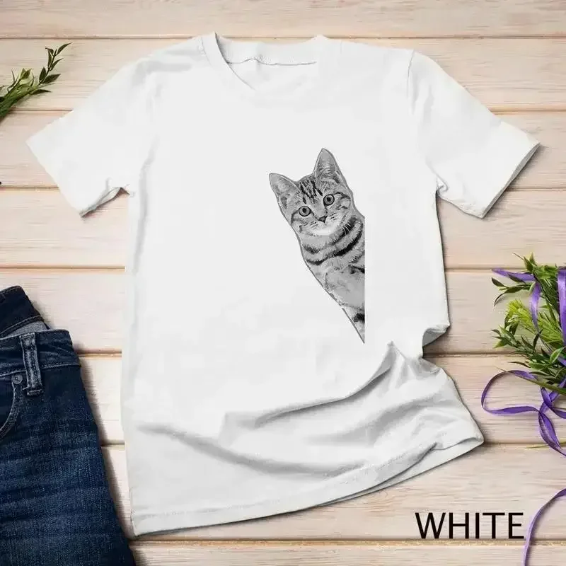 Peeking Around the Corner Cat Tshirt Pet Cats Peek T Shirt Unisex T shirt