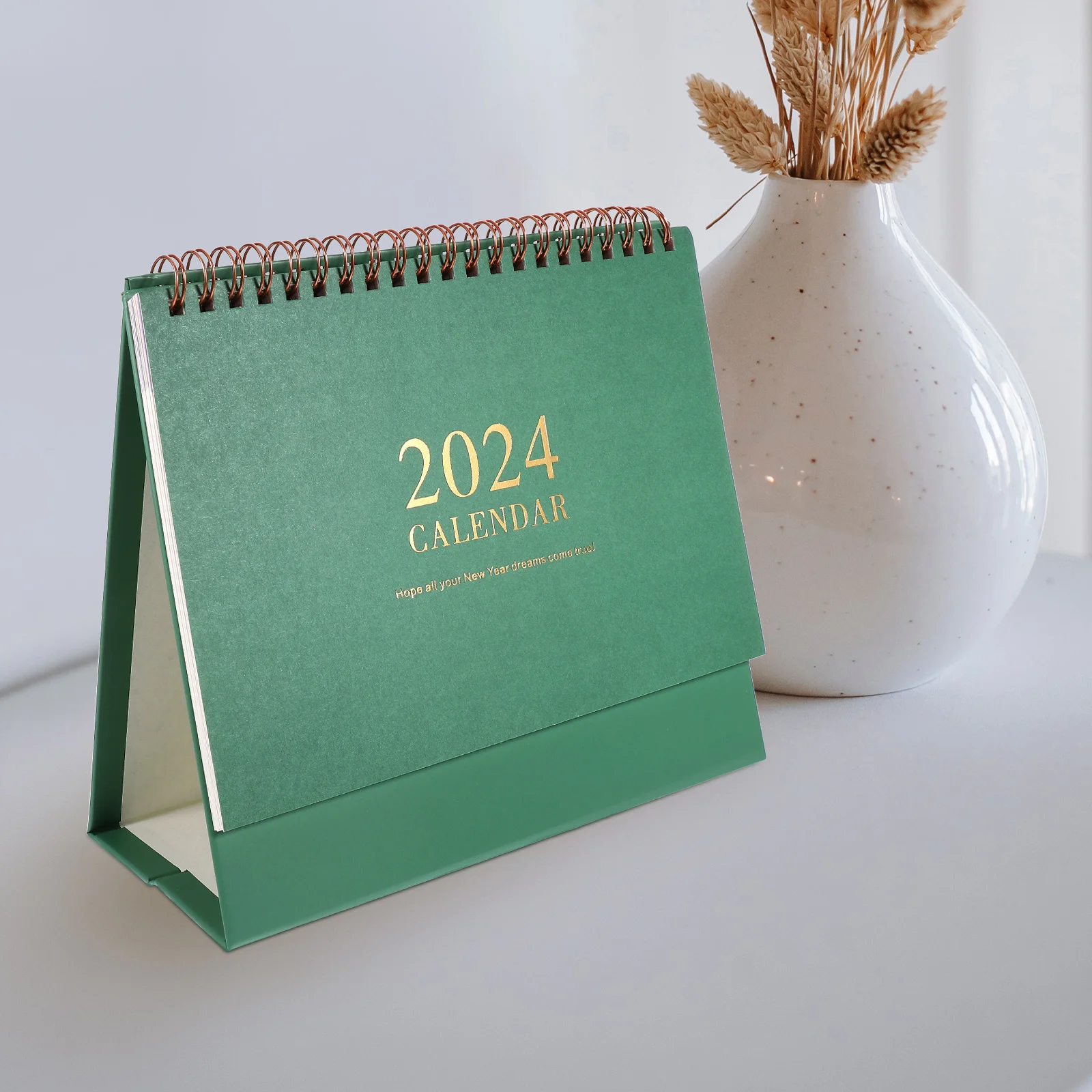 

Simple Desk Calendar Creative Notes 2024 New Year's Eve Corporate Company Desktop Office (21*18cm) (Pink Medium) Standing Table