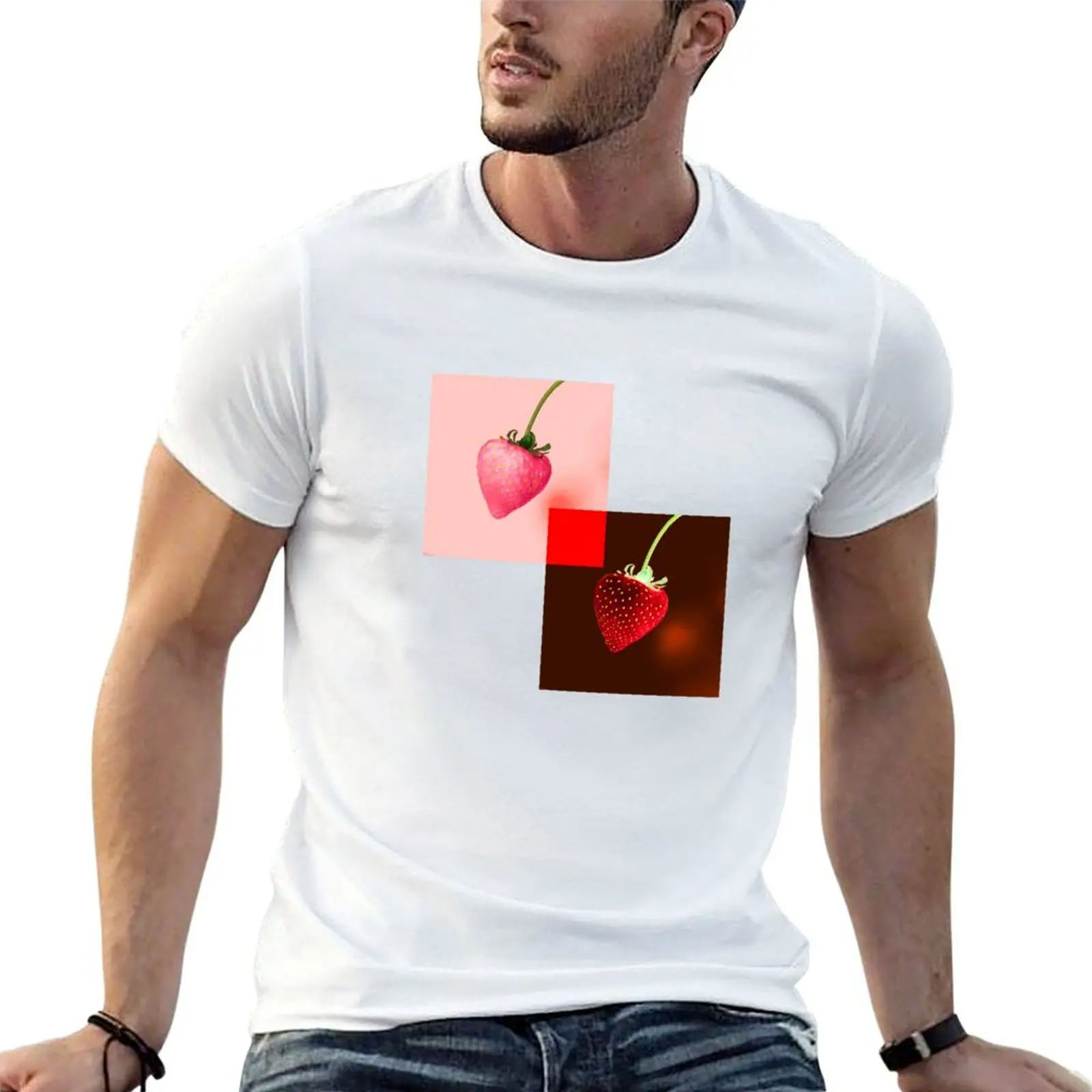 Strawberry Glitch T-Shirt Breathable Workout Short Sleeve Top