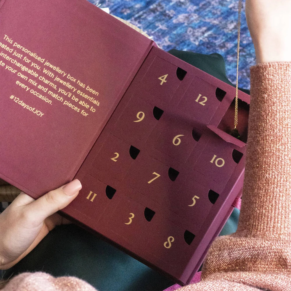 Customization.24 Day Countdown Advent Calendar Box Custom Paper Jewelry Drawer for Cosmetics Beauty & Gifts Empty Paper Wrapped