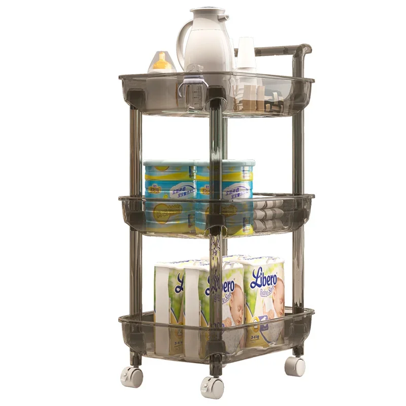 

High Appearance Level Transparent Auxiliary Cart Kitchen Living Room Snacks Organizers Storage Multi-layer Beauty Salon Cart