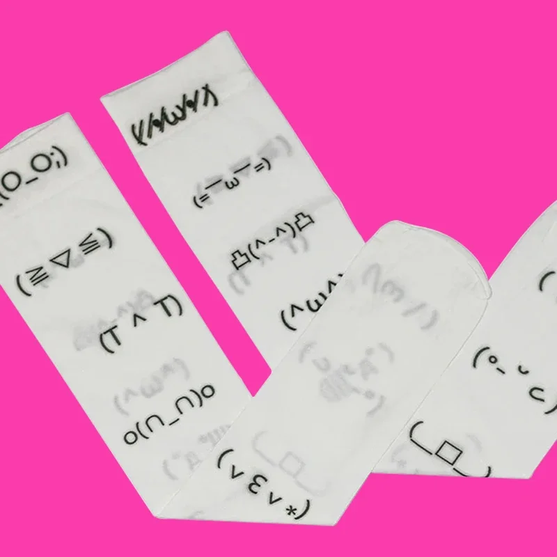 Kawaii Expression White Graffiti Letter Print Long Socks Harajuku Over Knee Thigh High Stockings Y2K Cosplay Cute Socks Kawaii