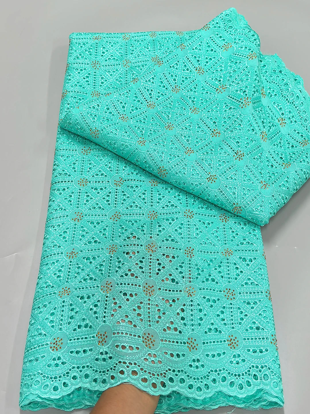 African Cotton Lace Fabric 2024 High Quality French Net Stone Embroidered Nigeria Tulle Fabric 5 Yards For Sewing Clothing Dress