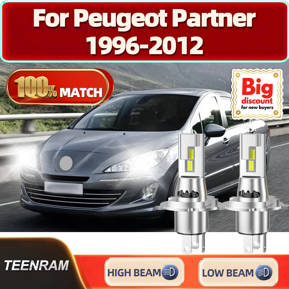 

TEENRAM【Для Peugeot Partner 1996-2012】Суперяркая светодиодная лампа Canbus для фар 250 Вт Turbo Hi/Lo, ампула для фар, легко установить