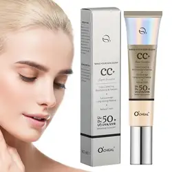 CC Cream With SPF 50 Hydrating 3 In 1 Sunscreen Lightweight Foundation Moisturizing Brightening Face Concealer Makeup