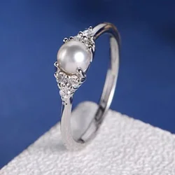 New rose gold plated pearl ring women's popular fashion hand jewelry
