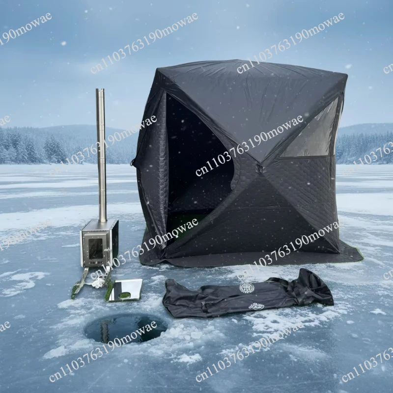 6-Person foldable sauna tent 4-season three-layer automatic windproof and breathable Oxford cloth for ice floor