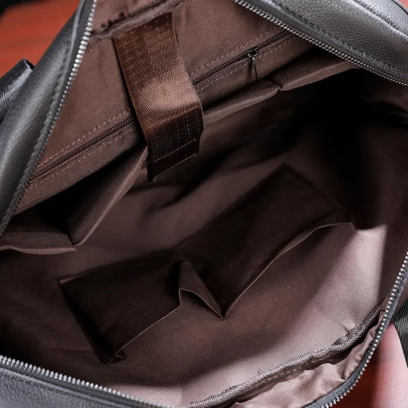 Sac à main d\'affaires en cuir véritable pour hommes, sacs de messager, sac d\'ordinateur portable de voyage lancé vintage, grande capacité, étui