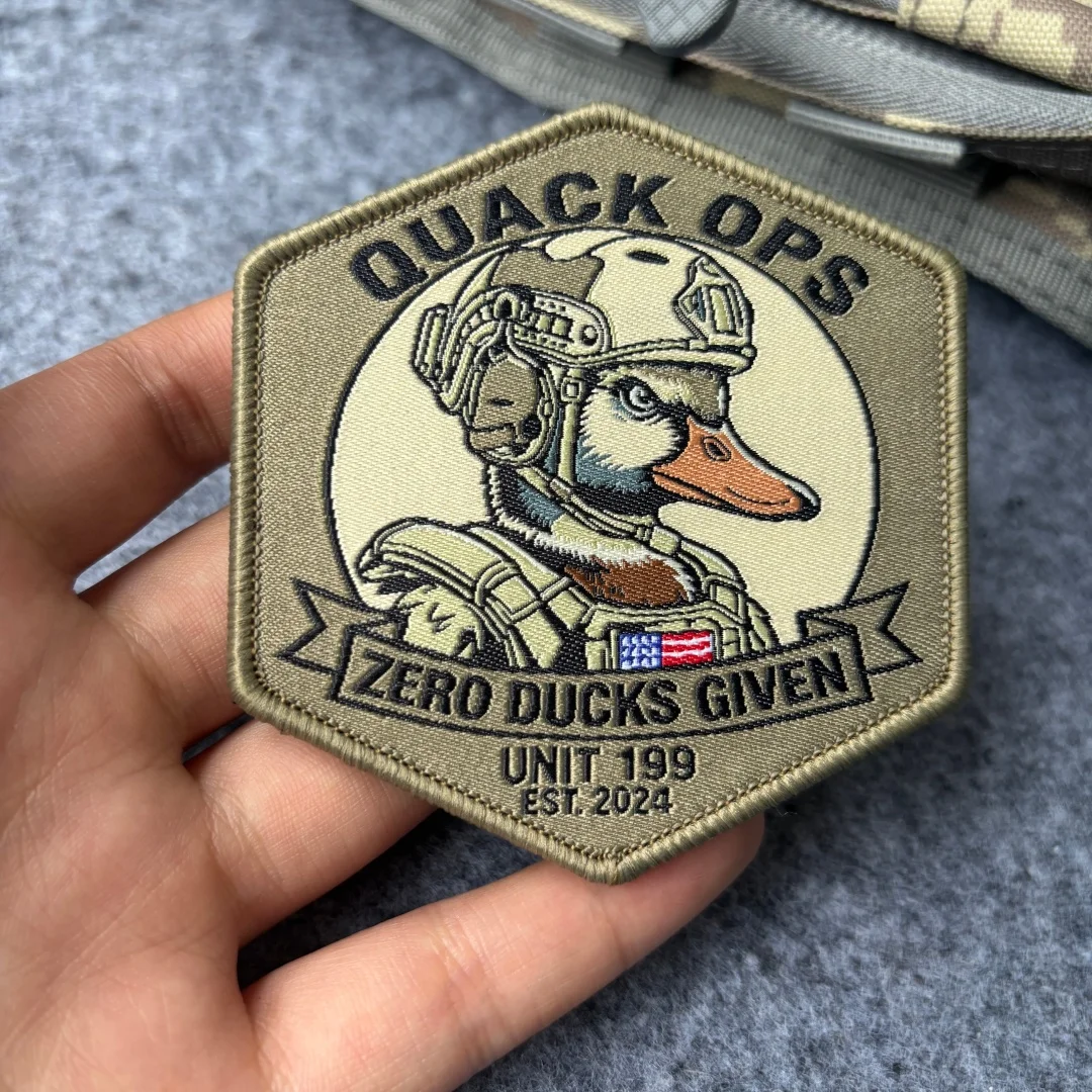 "Quack Ops" Tactical Duck Embroidered Patch Hook and Loop Badge for Backpack Vest Hat Clothing