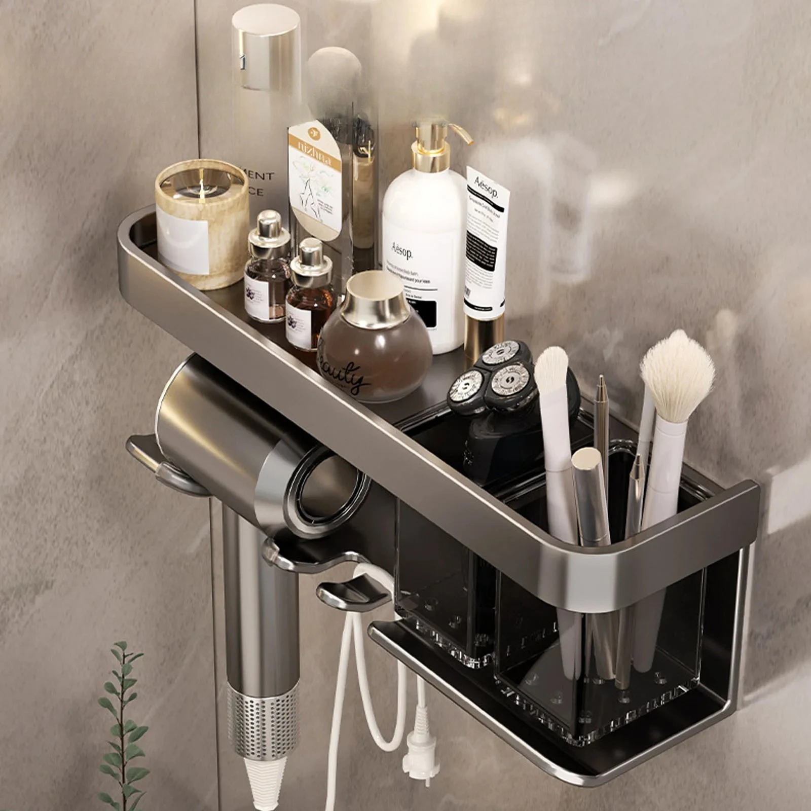 Hair Dryer Holder Wall Dryer Cradle Straightener Stand Hairdryer Organizer Box Toilet Blower Holder Shelf Bathroom Accessories