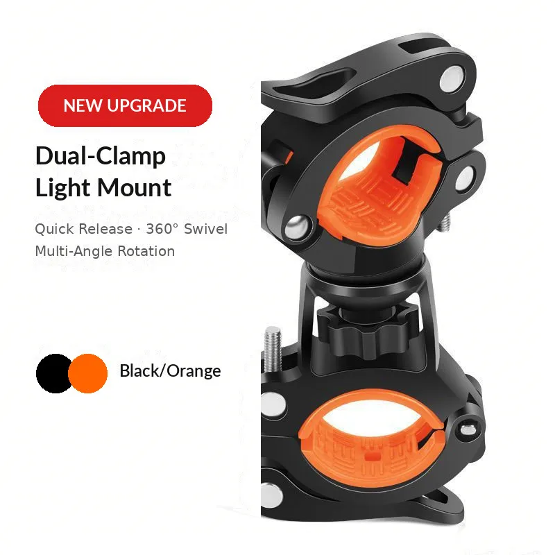 2 Pack 360° Rotation Flashlight Mount Holder Bicycle LED Light Clip Clamp