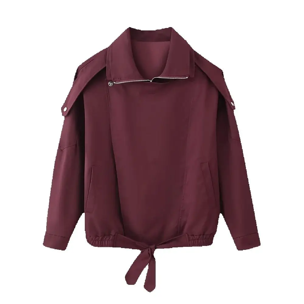 

Autumn new European and American style loose casual fashion personality double collar design jacket jacket top