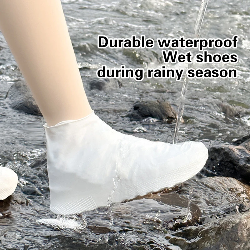 New Waterproof Shoe Cover Silicone Anti-Slip Rain Boots Unisex Sneakers Protector For Outdoor Rainy Day Reusable Rain Shoe Cover