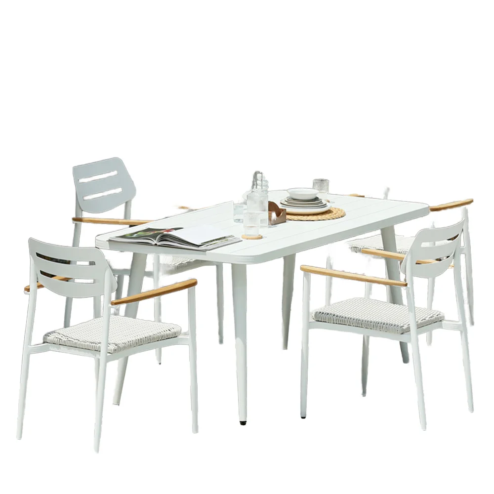 Nordic Garden Waterproof Sunproof Outdoor Patio Table and Chairs Open-Air Dining Set for Villa Balcony Leisure