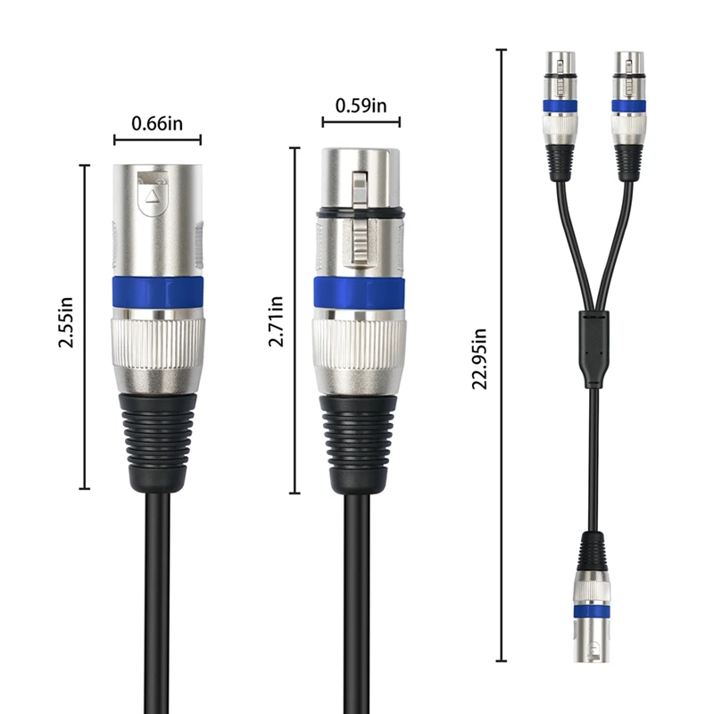 5แพ็ค1.6FT XLRหญิงคู่XLRชายY Splitter Cable, XLR Splitter 1หญิง2ชายสําหรับไมโครโฟนผสม