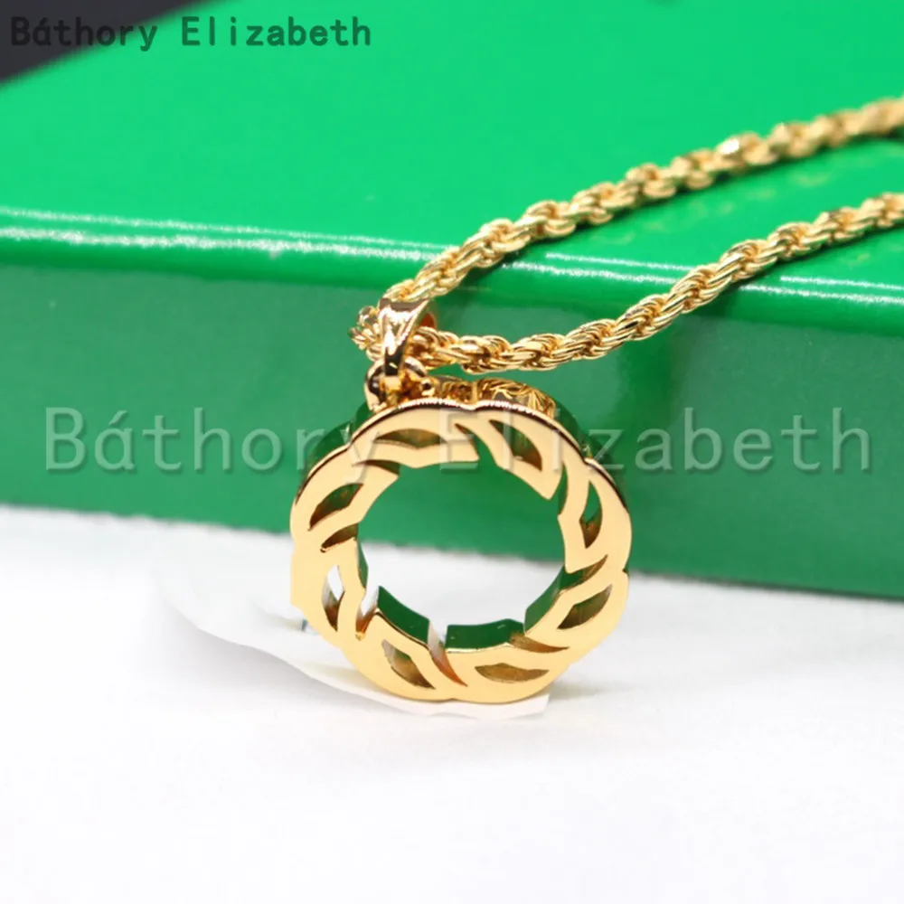 

Báthory Elizabeth 2024 Fashion High Quality Round Leaf Pendant Necklace Women Luxury Jewelry Designer Collares Para Mujer