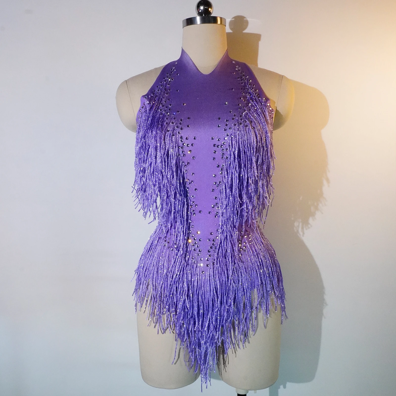 

Sparkly Rhinestones Fringes Leotard Women Nightclub Party Outfit Dance Costume One-piece Stage Wear Sexy Performance Bodysuit