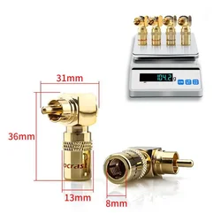 4pcs R1749 Speaker Right Angle RCA Plug 24K Gold 90 Degree Jack for Musical HiFi Audio Cable Connector