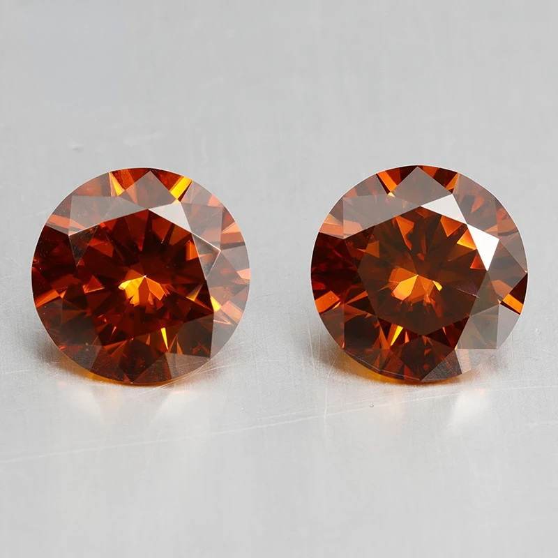 Amber Round Moissanite Loose Stone Beads D VVS Customize Moissanite 0.5ct-2ct ring Pendants for diamond GRA Certificate