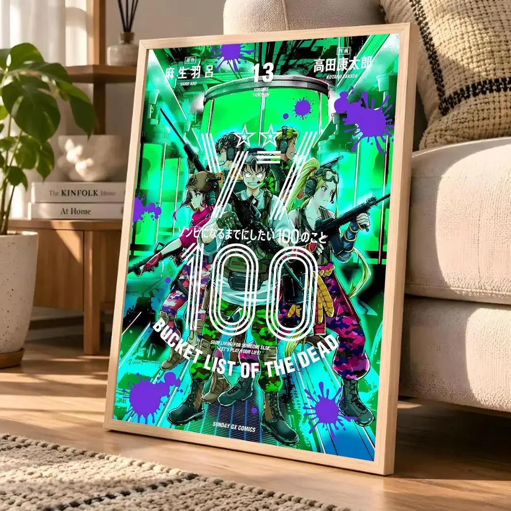 Vivid Comedic Anime Z-Zom One Hundred Bucket List Of The Dead Poster Wall Art Mural Print for Home Accent Unframed Decor