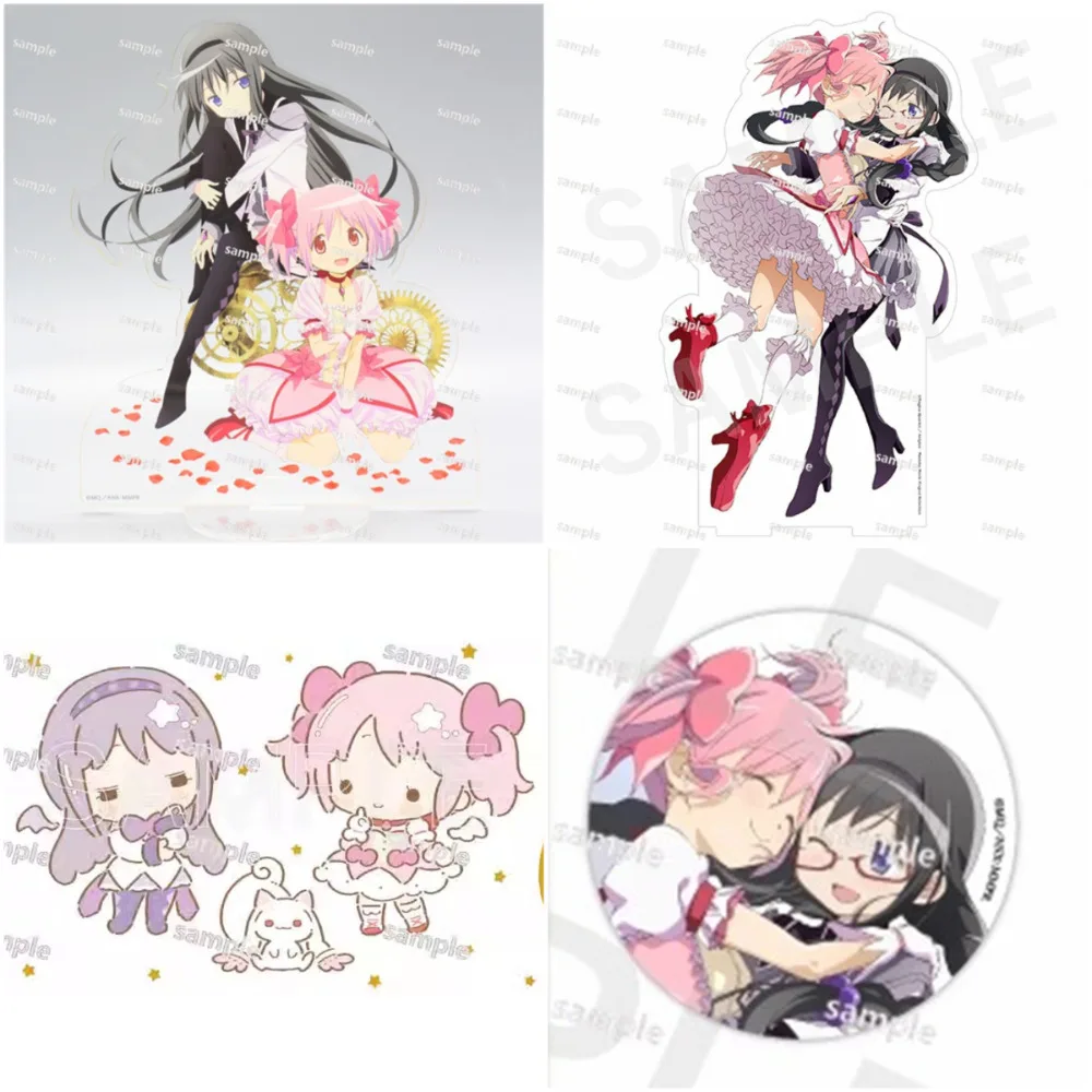 Anime Magical Girl Xiao Yuan Figures Kaname Madoka Akemi Homura Acrylic Stand Model Plate Holder Desk Decor Standing Sign Card