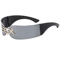 2025 Y2K Punk Rimless One-Piece Mask Sunglasses Women Men Luxury Brand Small Frame Steampunk Wrap Around Shield Eyewear Shades