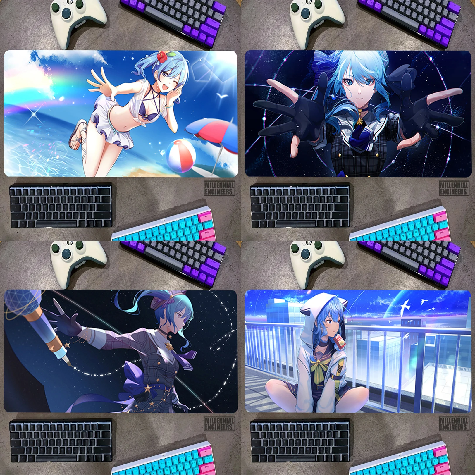 

Kawaii Anime Hoshimati Suisei Mouse Pad Office Accessories Mousepad Gamer Gaming Mats Keyboard Desk Mat Big Mousepepad Extended