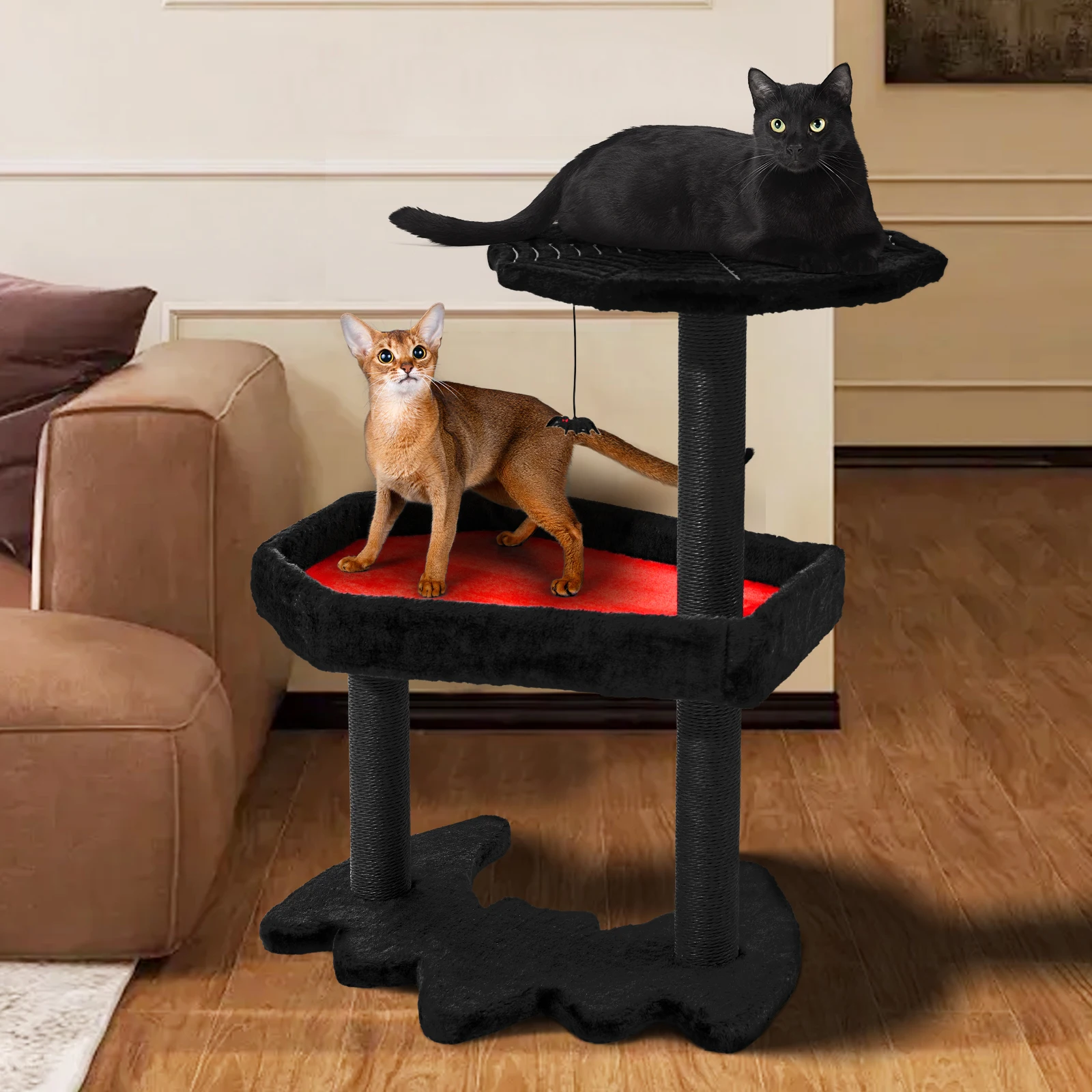 

Gothic Style Cat Tree Scratcher Jumping Wood Material for Halloween Packed in Carton