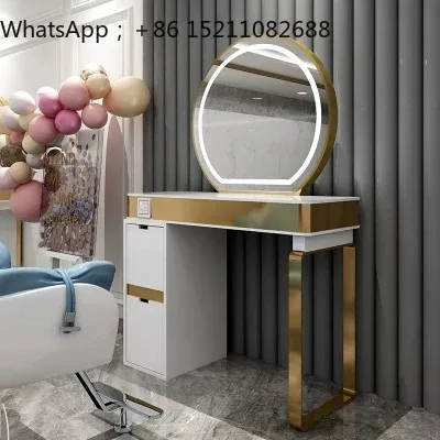 SCY barber shop mirror table hair salon special hair cutting perm and dyeing hair mirror double-sided mirror cabinet integrated