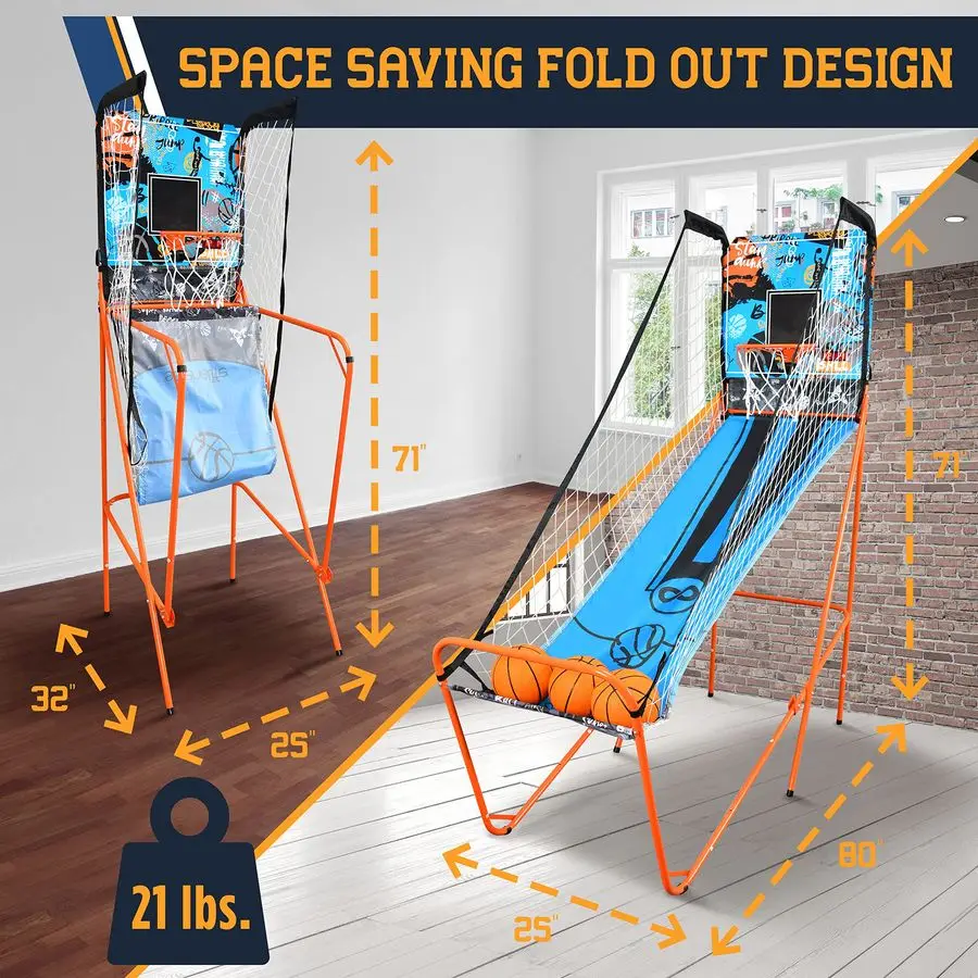 لعبة كرة السلة ذات الطوق الواحد، لعبة غرفة الممرات المنزلية الداخلية مع لوحة النتائج الرقمية LED الإلكترونية، وقت اللعب