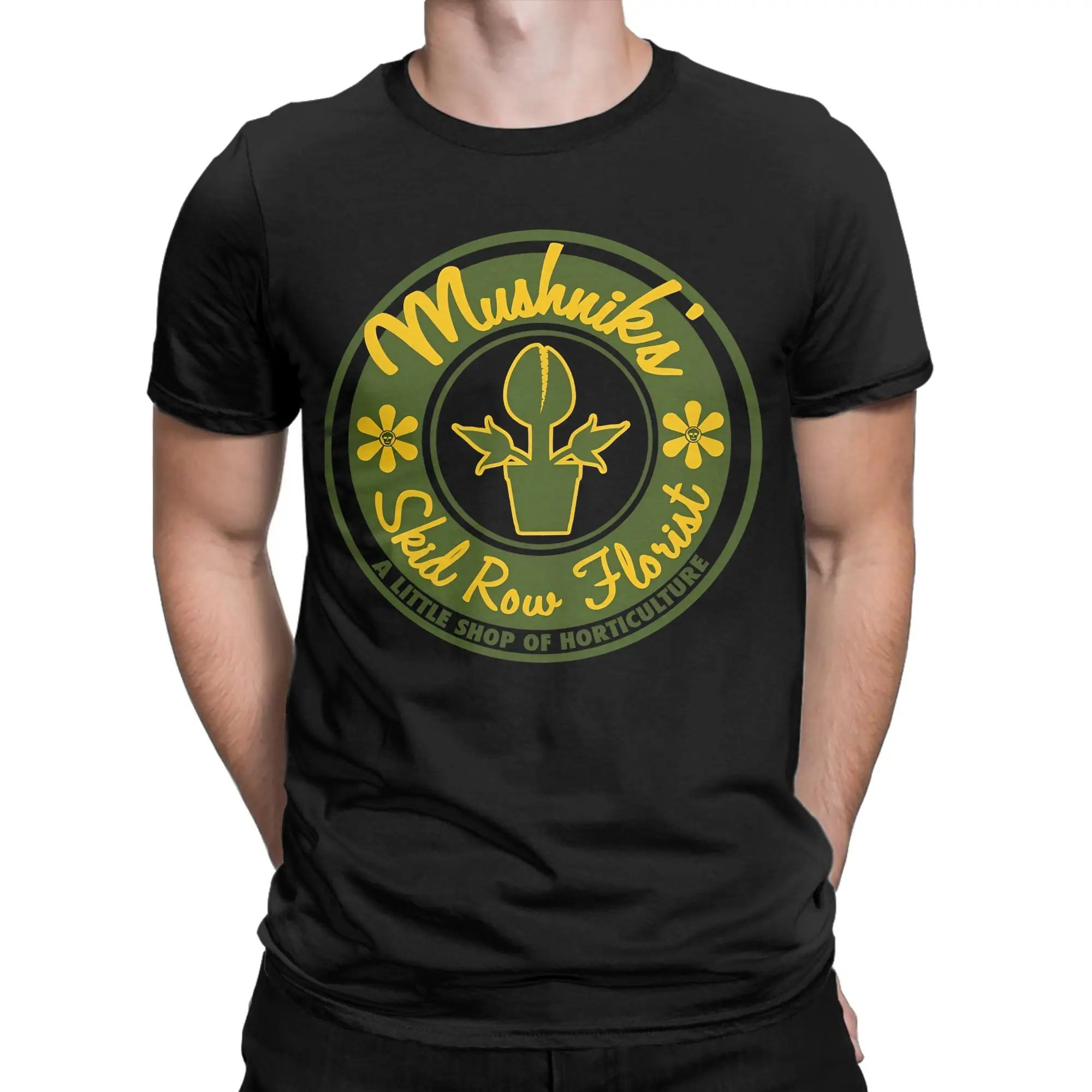 horror plant creature  classicFunny Graphic 100% Cotton T-Shirt Little Shop of Horrors Tops Tees For Men