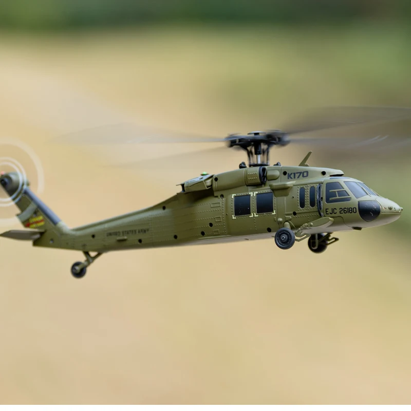 Modello drone elicottero da combattimento telecomandato Black Hawk UH60l versione brushless simulazione Giocattolo regalo per bambini Weili K170