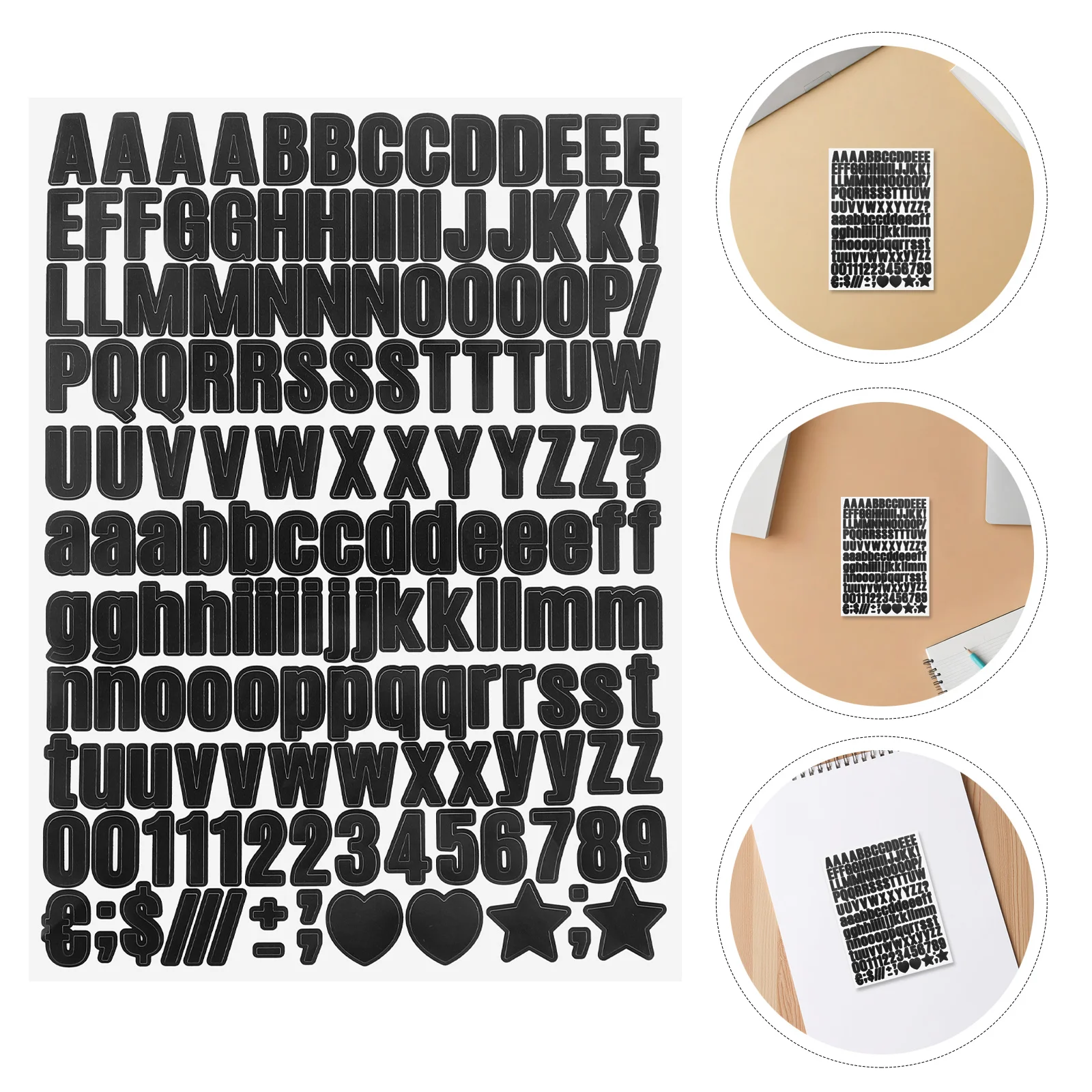 

15 Sheets Vinyl Waterproof Letter Stickers Alphabet Black Self Adhesive Mini Numbers Small Stickers for Crafts Scrapbooking