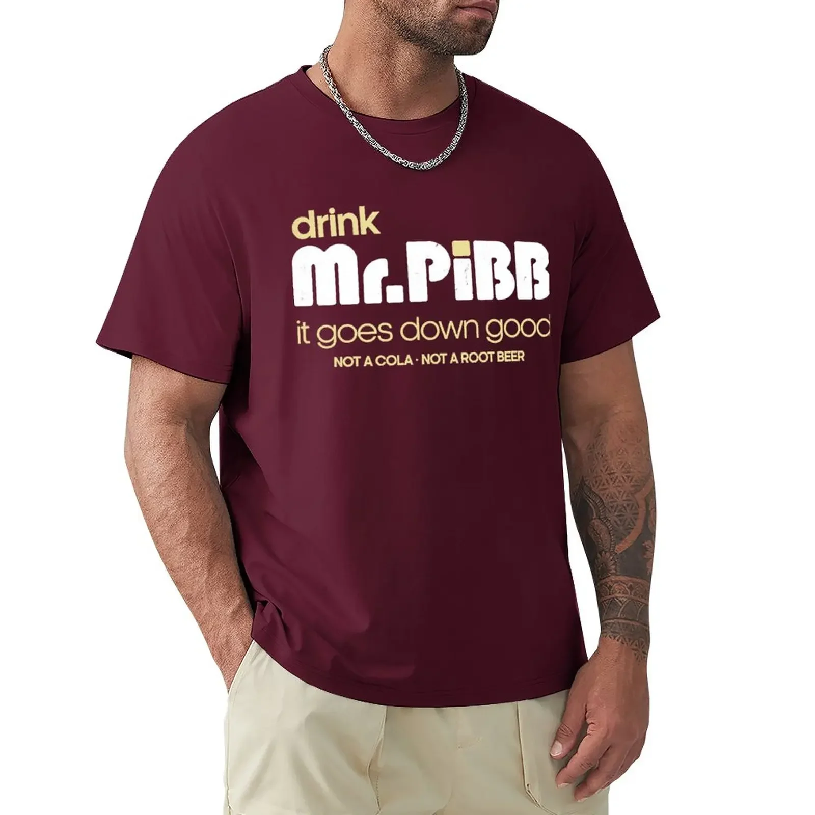 Drink Mr Pibb // Vintage 80s Distressed Style T-Shirt oversized plus size tops sweat black t shirts for men