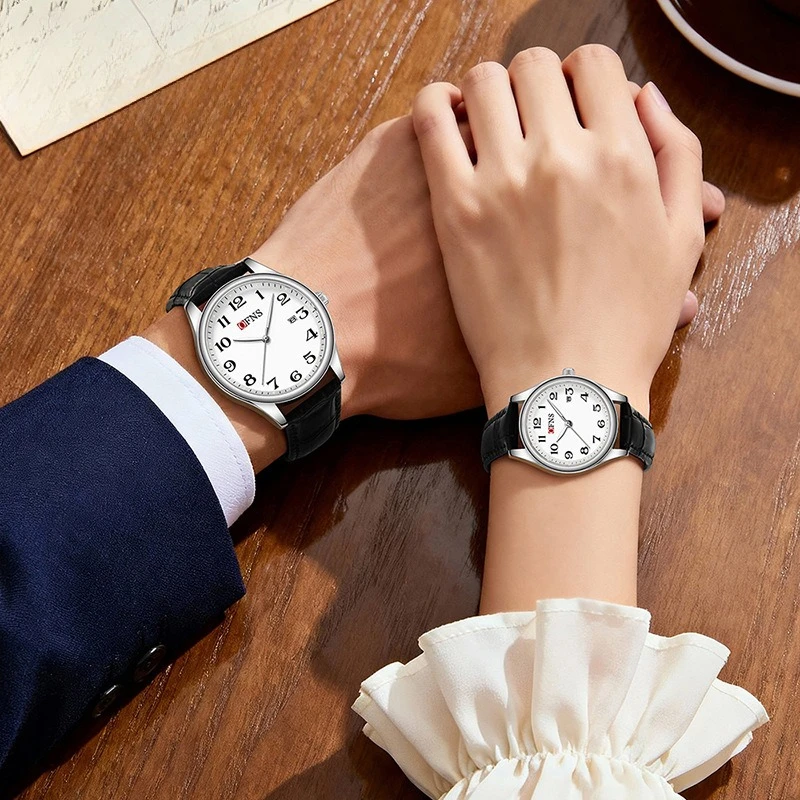 

Деловые часы с простым большим циферблатом, цифровые, водонепроницаемые до 30 метров, кварцевые, модные, с календарем, светящиеся, парные часы.