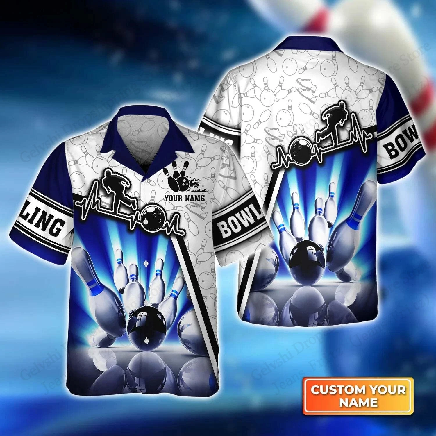 

Bowling 3d Print Hawaiian Shirts Men Fashion Hawaiian Shirt Short Sleeve Casual Beach Shirts Lapel Blouse Custom Name 2025