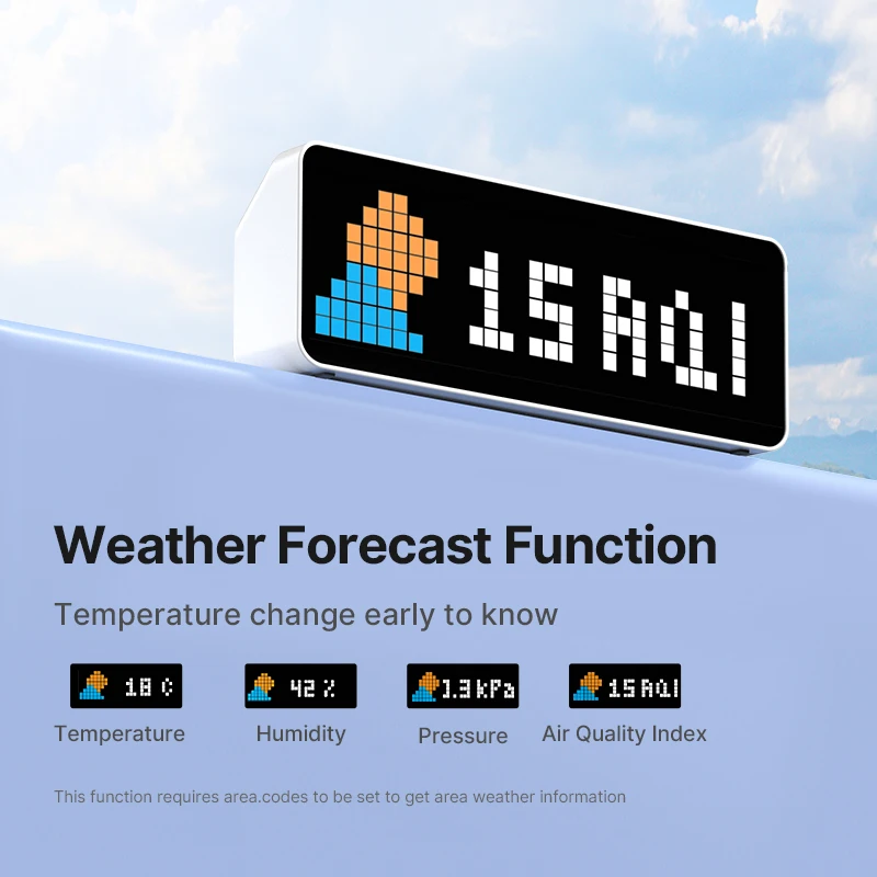 Ulanzi-reloj inteligente de píxeles TC001, dispositivo con función de pronóstico del tiempo, Gestión Científica del tiempo, pantalla de píxeles a