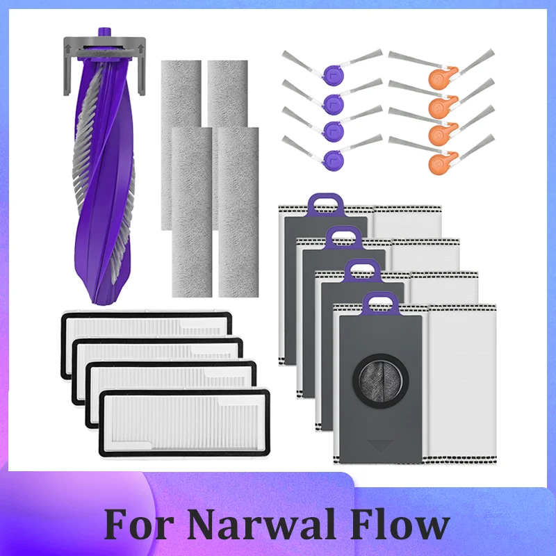 for-narwal-flow-robot-vacuum-cleaner-parts-main-roller-side-brush-large-capacity-dust-bag-filter-mop-cloth-accessories