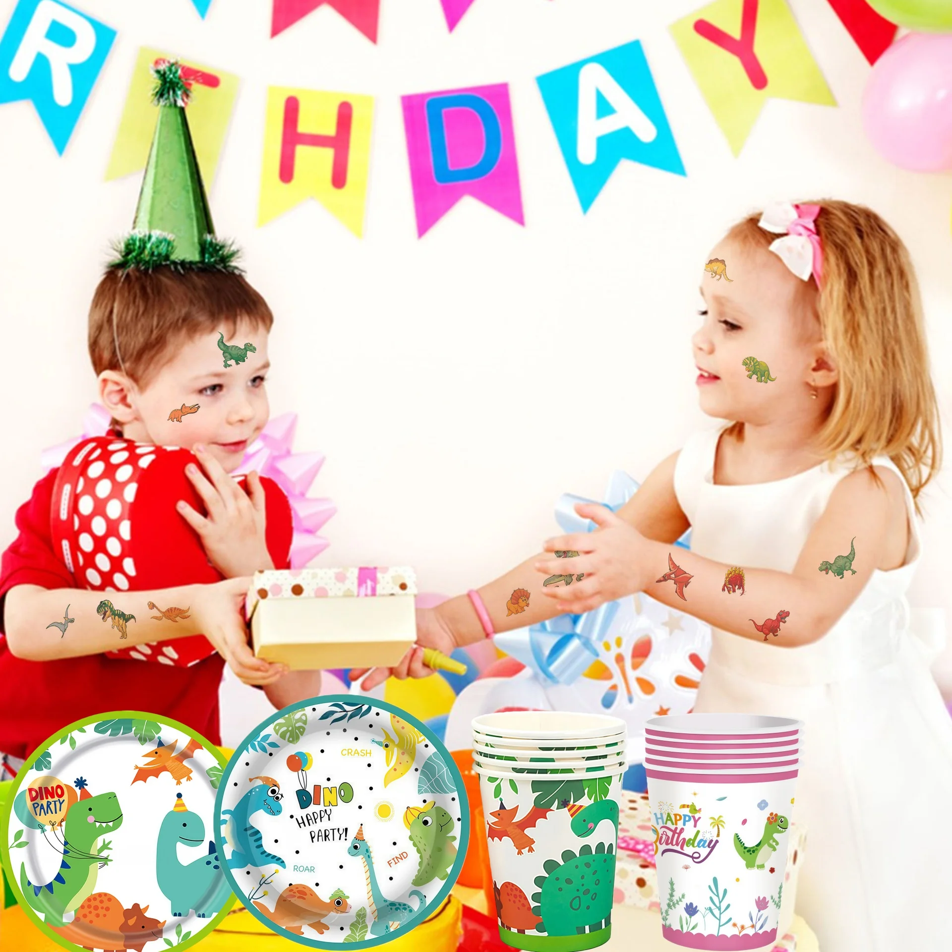 7/9inch Dino Paper Plate Birthday Party Decoration Dino Cups Cardboard Dinosaur Plates and Glasses Baby Shower Dino Party Favors view 6