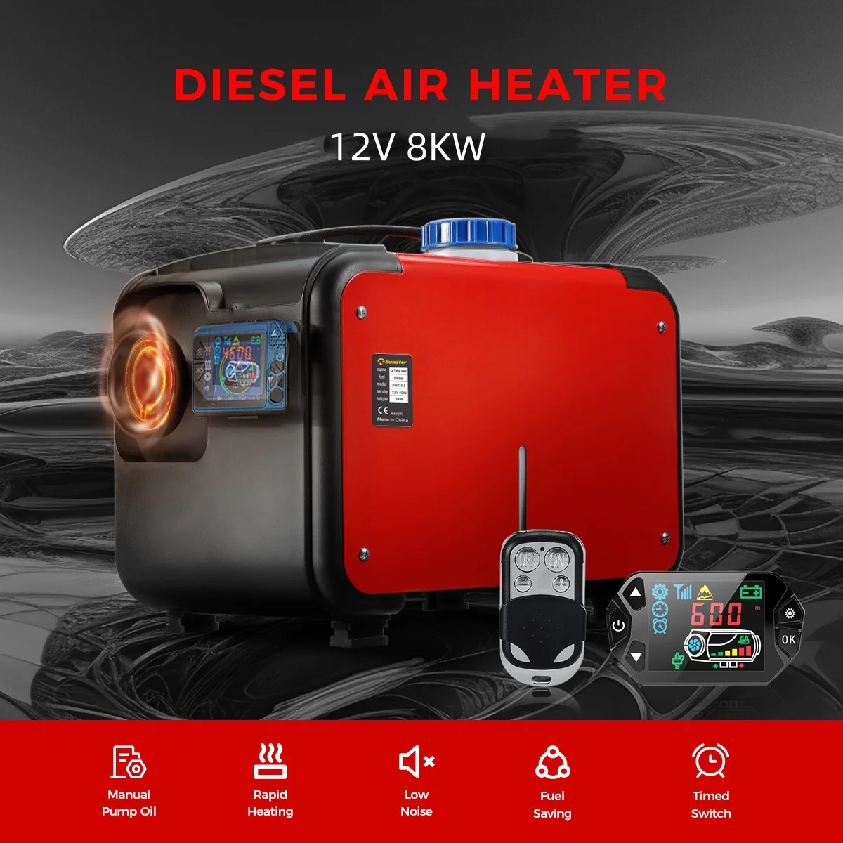 Diesel Heater 12V Diesel Air Heater 8KW Diesel Parking Heater Remote Control with LCD Switch for Car Truck Motor-home Boat