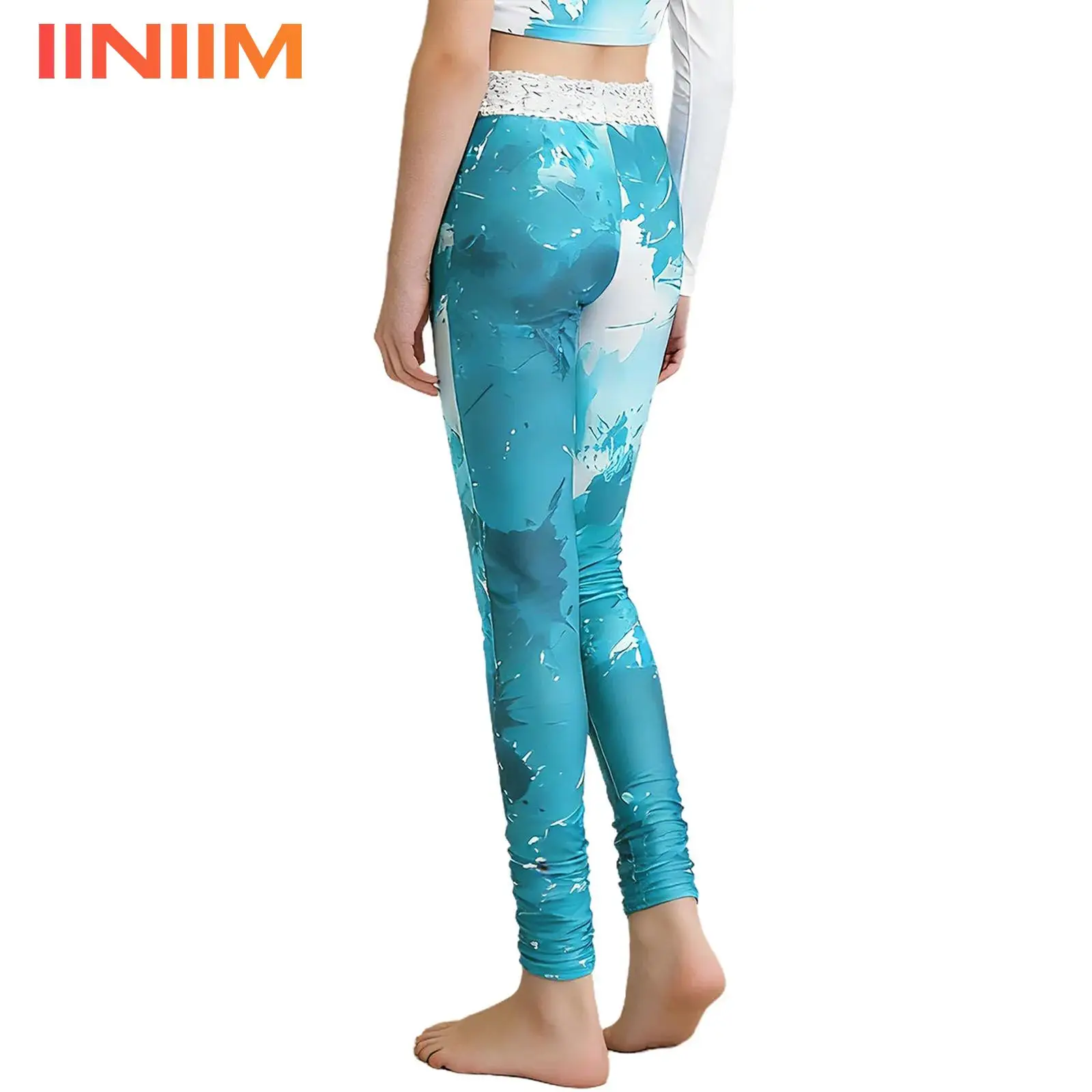 

Детские леггинсы для гимнастики, фигурного катания и балета с принтом и блестками, костюм для выступлений