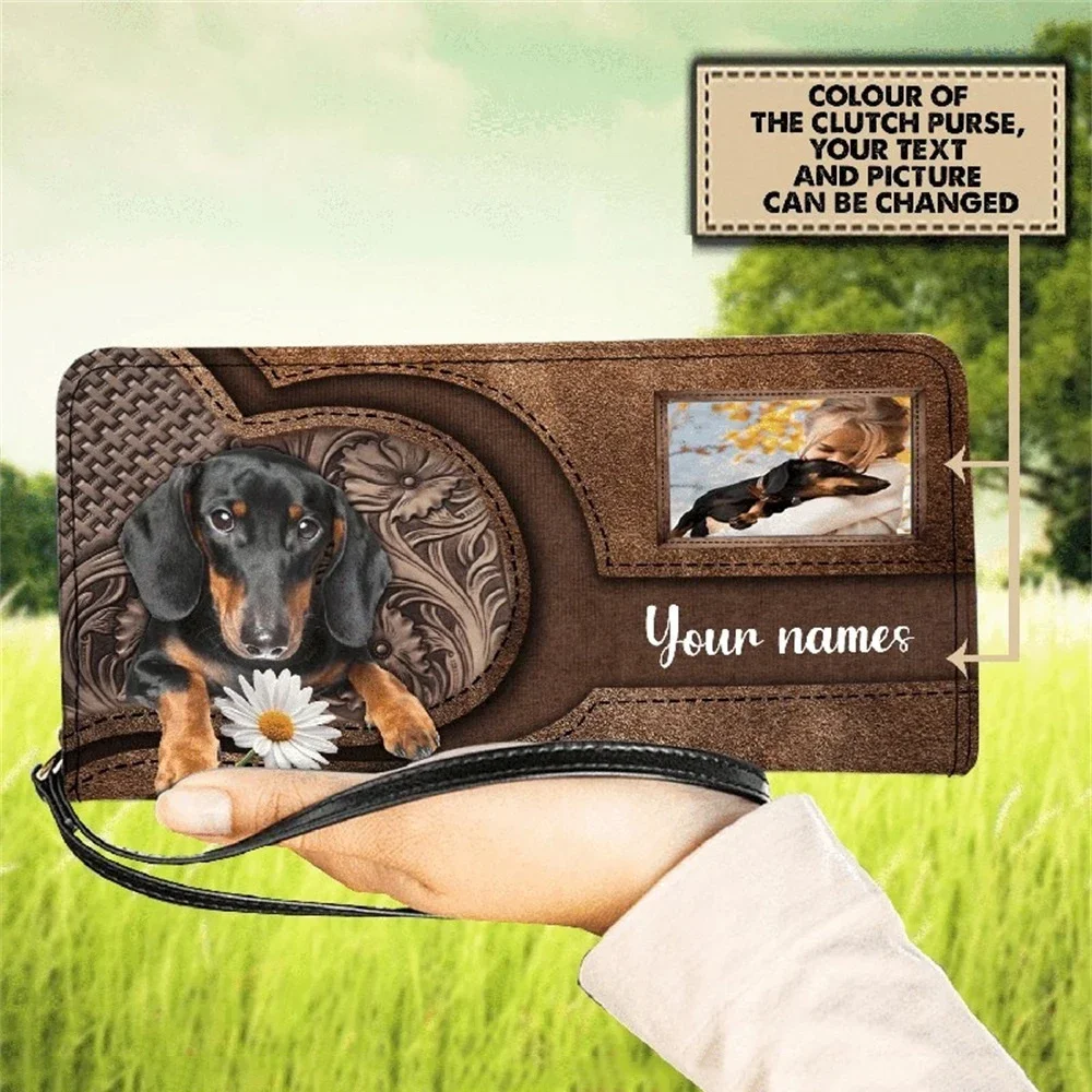 Dompet genggam Dachshund kustom untuk wanita hadiah pecinta anjing tas tangan foto DIY dompet hari peringatan hewan peliharaan