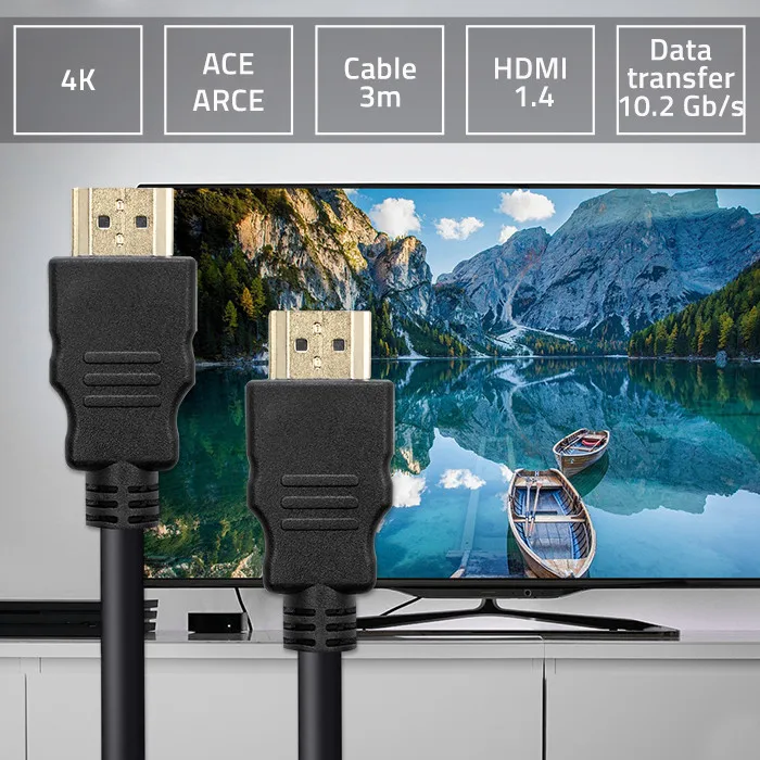Qoltec HDMI-kabel v1.4 | Hoge snelheid | 4K | 30Hz | 30AWG | 3D | GOUD | 3m