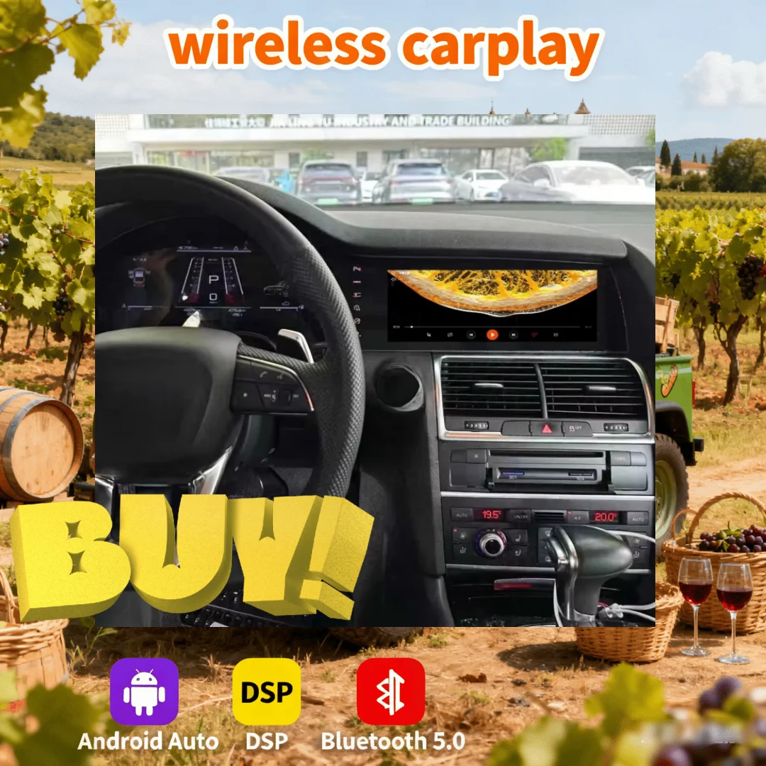 W Android 13.0 Dual Screen For Audi A6 2005~2012 /Audi Q7 4L 2005~2015 Digital GPS Radio Wireless Carplay Mirror Link Head Unit