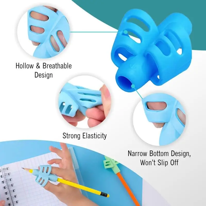 ที่จับดินสอซิลิโคนนุ่ม 1-12 ชิ้น ที่จับปากกาเจลแบบสองนิ้ว สำหรับเด็ก ฝึกการเขียน แก้ไขการจับดินสอ ของขวัญสำหรับเด็ก