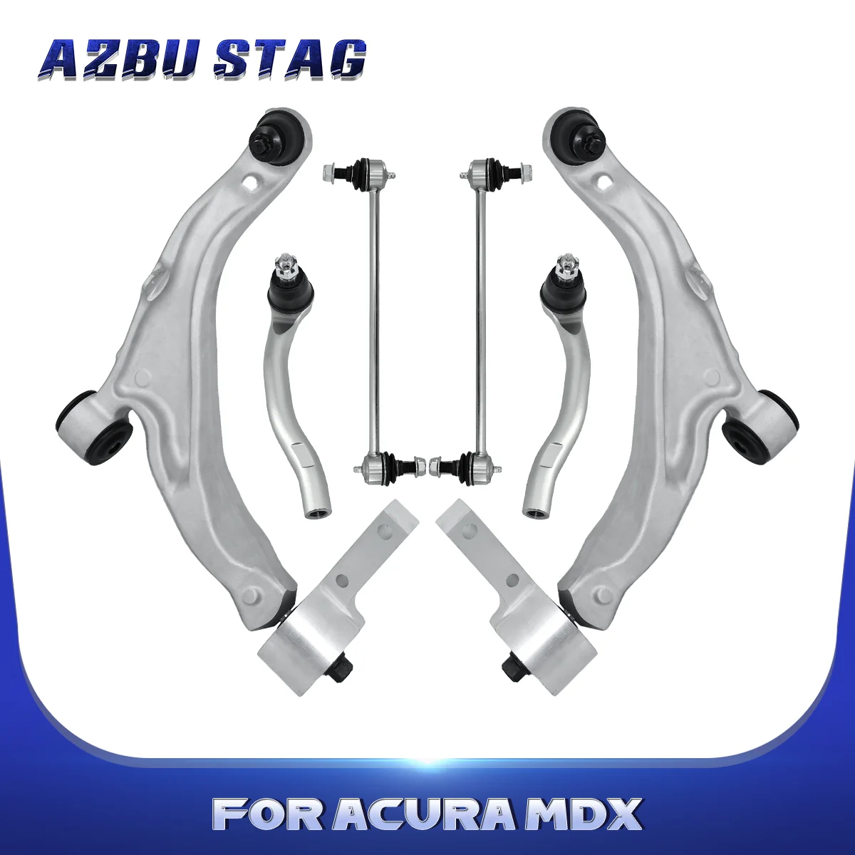 

AzbuStag 6Pcs Front Lower Control Arm Tie Rod Suspension Kit for Acura MDX ZDX 2007 2008 2009 2010 2011 2012 2013 53560STXA02