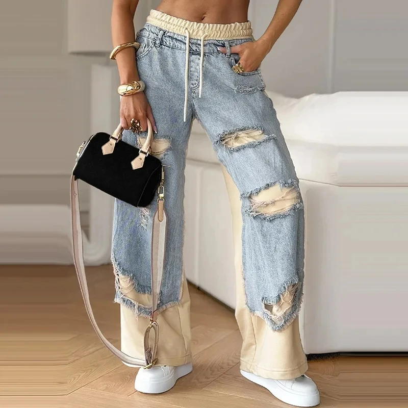

Autumn Winter Women Fashionable Casual Drawstring Style Loose And Versatile Wide-leg Trousers Pantalones Mujer Pantalones Largos