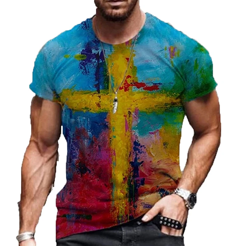 Jesus Christ Graphic T Shirt Cross 3D Print Men Woman Short Sleeve T-shirts Fashion Streetwear Harajuku Kids Tops Tees Clothing