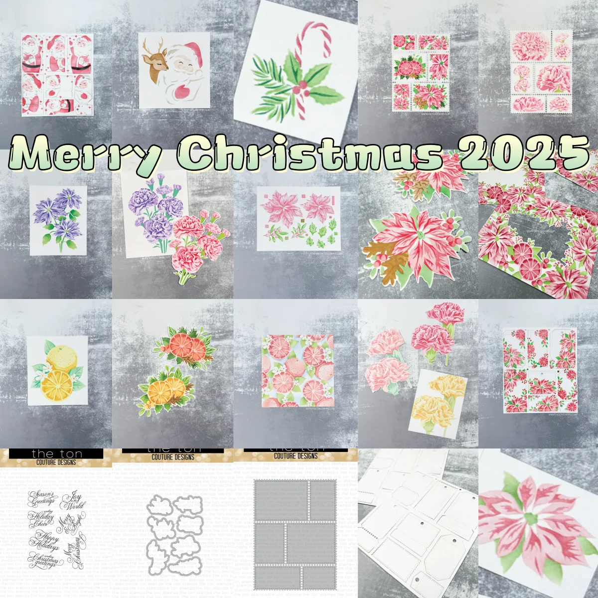 

Christmas 2025 Poinsettia Carnation Citrus Candy Cane Santa Metal Cutting Dies Clear Stamps Stencil For DIY Decorating Paper